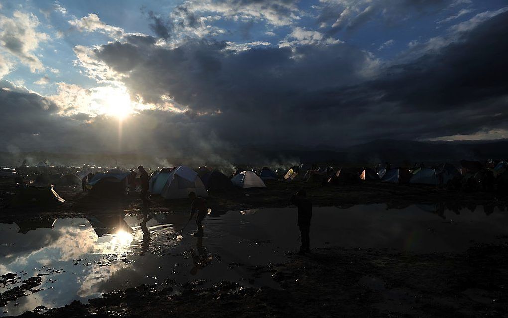 Het vluchtelingenkamp in Idomeni, aan de Grieks-Macedonische grens. beeld AFP