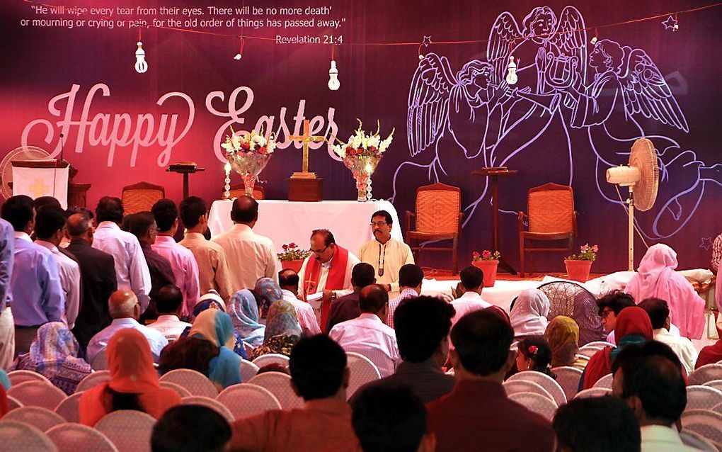 Pasen in een kerk in Pakistan. beeld EPA