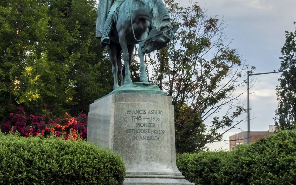 In 1924 werd in Washington een monument opgericht ter nagedachtenis aan Francis Asbury. Daarop is hij zittend op zijn paard afgebeeld.  beeld Wikimedia