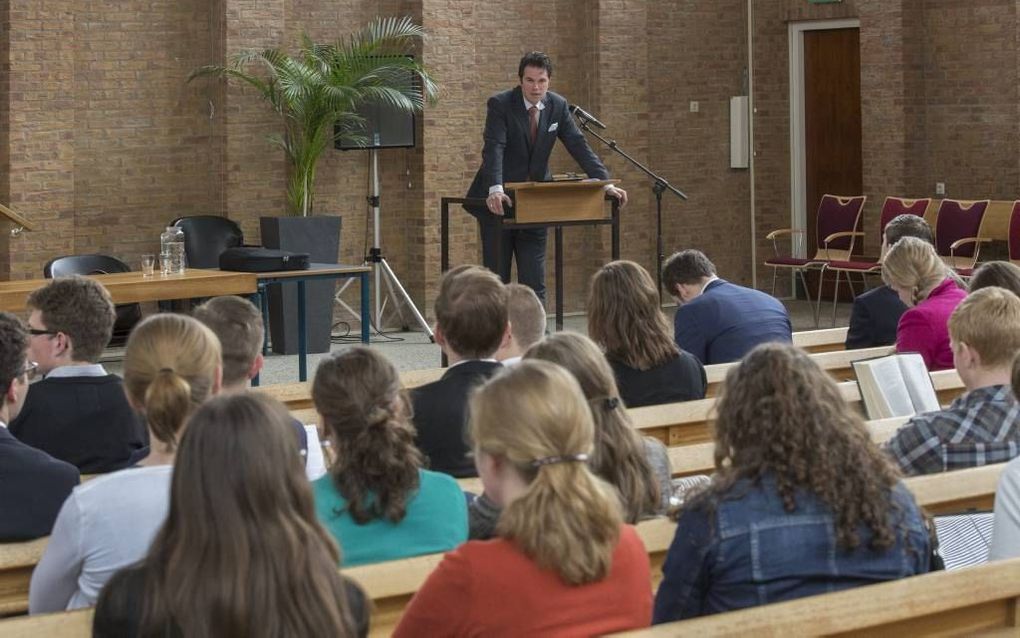 Studentenvereniging Solidamentum hield zaterdag in Utrecht haar voorjaarsvergadering. Een van de sprekers was neuropsycholoog dr. S. G. Geuze. beeld Erik Kottier