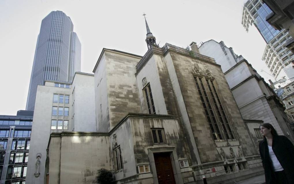 De Nederlandse Kerk aan Austin Friars in Londen. Op deze plek kwam de Nederlandse vluchtelingengemeente vanaf 1550 bijeen, in een voormalig augustijner klooster. Beeld RD, Anton Dommerholt