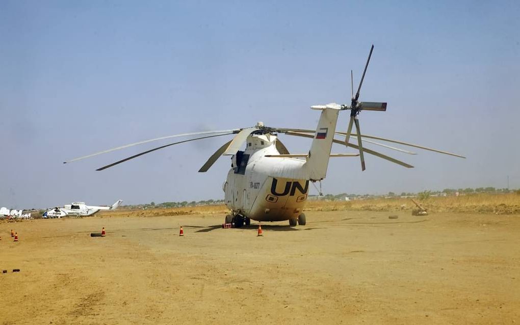 JUBA. Helikopters van de VN vliegen dagelijks vanuit de Zuid-Sudanese hoofdstad Juba naar de door burgeroorlog geteisterde gebieden in het land om op de vlucht geslagen burgers van voedsel te voorzien. beeld Jaco Klamer