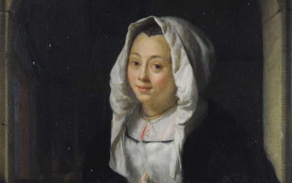 Het schilderij ”Jonge dame die een wafel aanbiedt” van Godefridus Schalcken (1643-1706) is weer terug in het Dordrechts Museum. beeld Dordrechts Museum