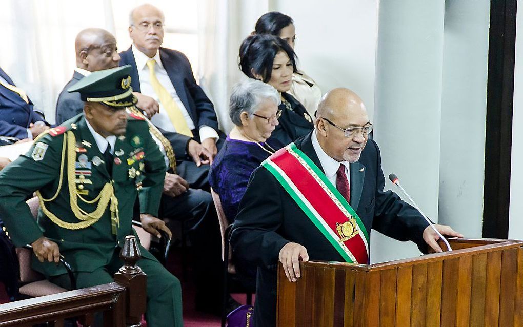 PARAMARIBO. Nadat Desi Bouterse in 2010 president was geworden, werden de Oranjefeesten op (toen nog) koninginnedag  een stuk soberder. beeld ANP, Pieter van Maele