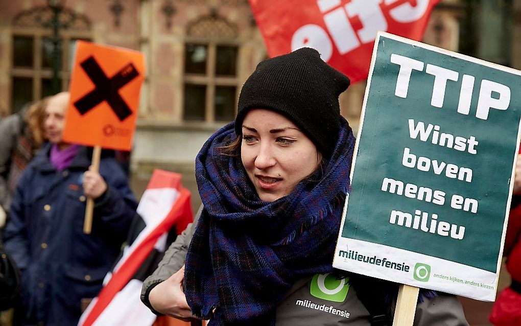 Protest tegen vrijhandelsverdrag TTIP. Beeld ANP