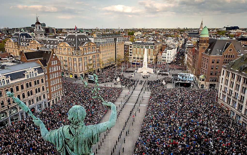 Dodenherdenking op de Dam in 2015. Beeld ANP