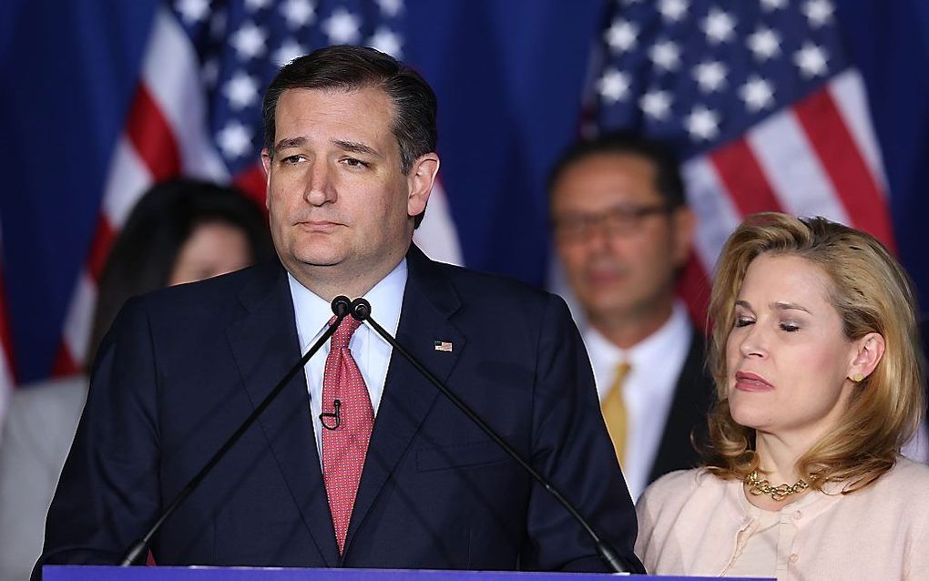 Ted Cruz, geflankeerd door zijn vrouw. beeld AFP