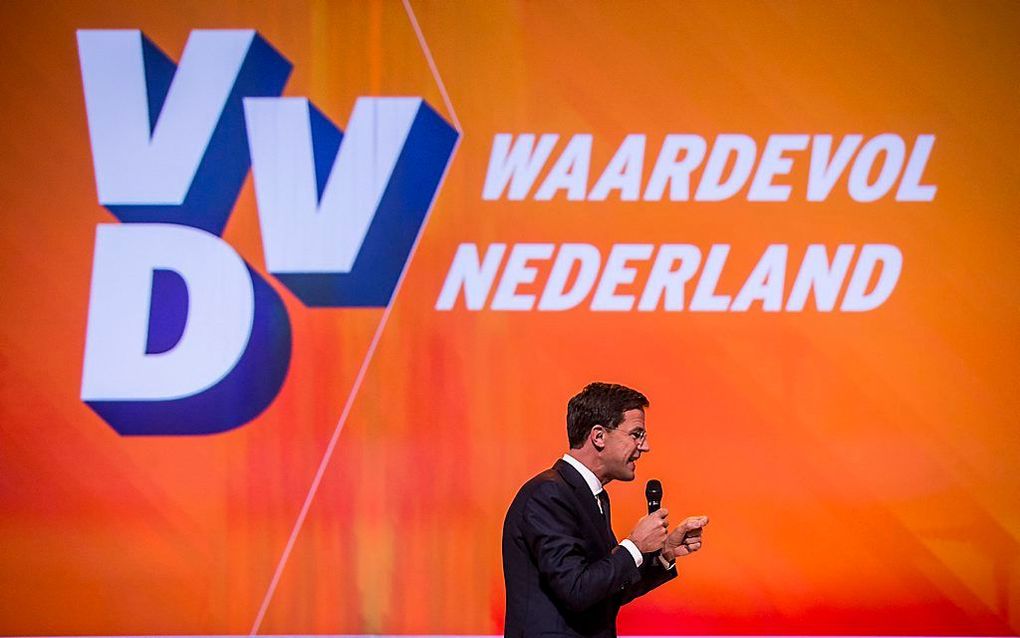 Rutte tijdens zijn toespraak. Beeld ANP