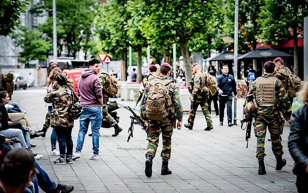 Veiligheidsmaatregelen in het centrum van Brussel, dinsdag 21 juni. beeld ANP