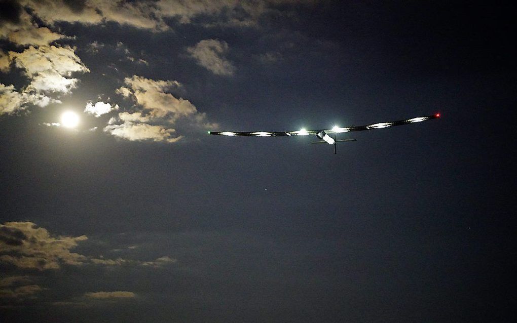 De Solar Impulse 2 boven Spanje. beeld EPA