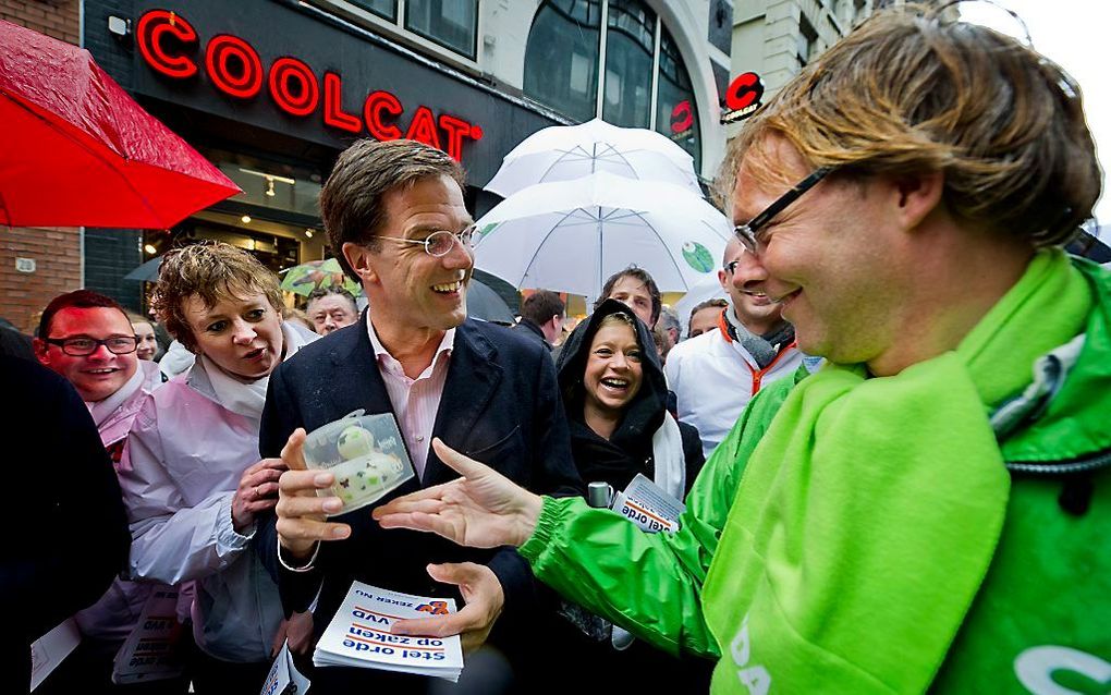 Rutte op campagne. Foto ANP