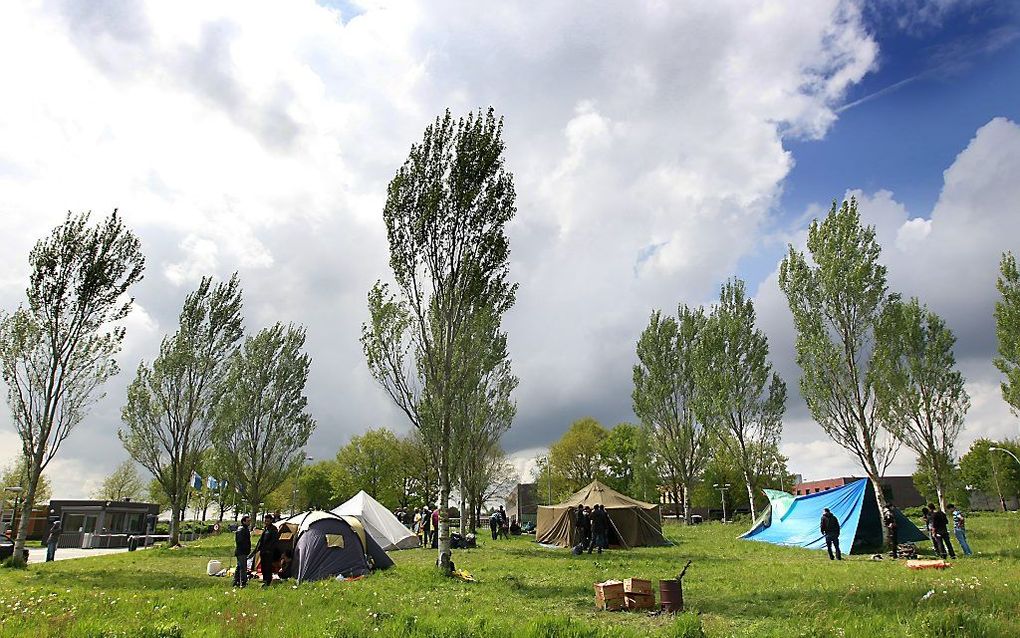 Iraakse actievoerders in tentenkamp in Ter Apel.  Foto ANP