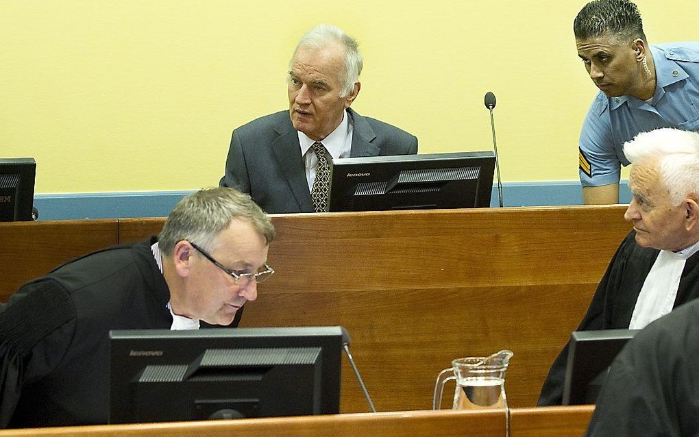 Mladic woensdagmorgen voor het Joegoslaviëtribunaal. Foto EPA