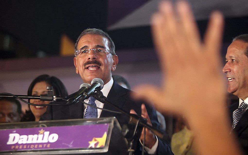 Danilo Medina heeft de overwinning behaald bij de presidentsverkiezingen in de Dominicaanse Republiek.   Foto EPA