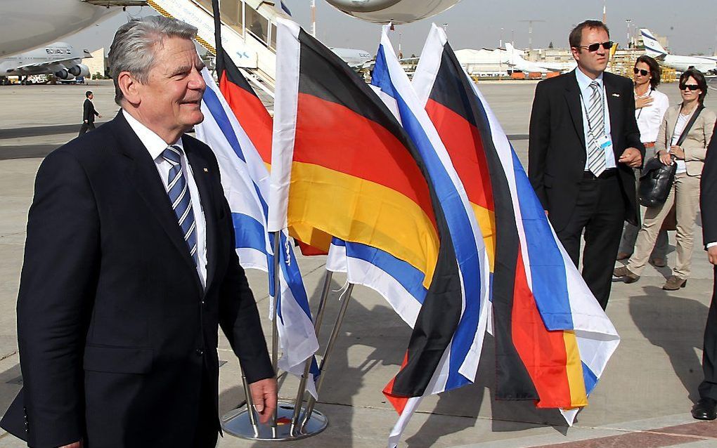 De Duitse president Joachim Gauck is dinsdag met militaire eer begroet in Jeruzalem aan het begin van zijn staatsbezoek aan Israël.  Foto EPA