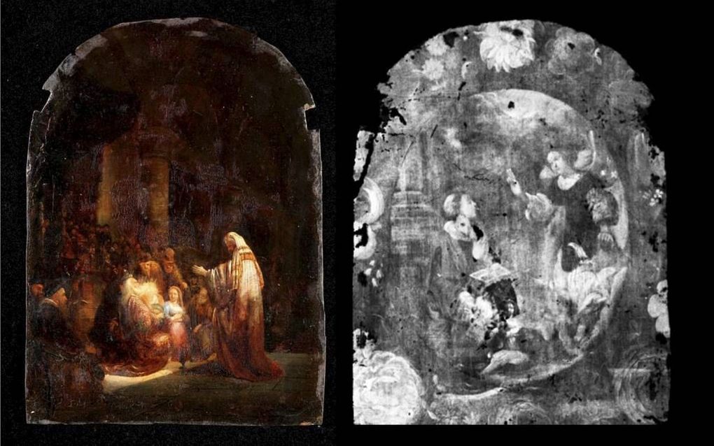 ”Simeon in de tempel”, geschilderd na 1631 door een navolger van Rembrandt, olieverf op koper, particuliere collectie Zweden. Foto Rembrandthuis Amsterdam