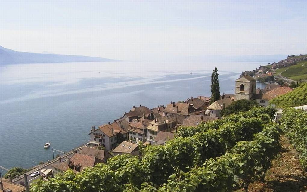 Met het Reformatiemuseum in Genève als startpunt loopt het Zwitserse traject van de route tot Lausanne langs het Meer van Genève (foto). Foto Wim Eradus