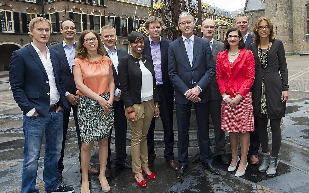 De hoogst geplaatste CU-kandidaten op het Binnenhof. Foto ANP