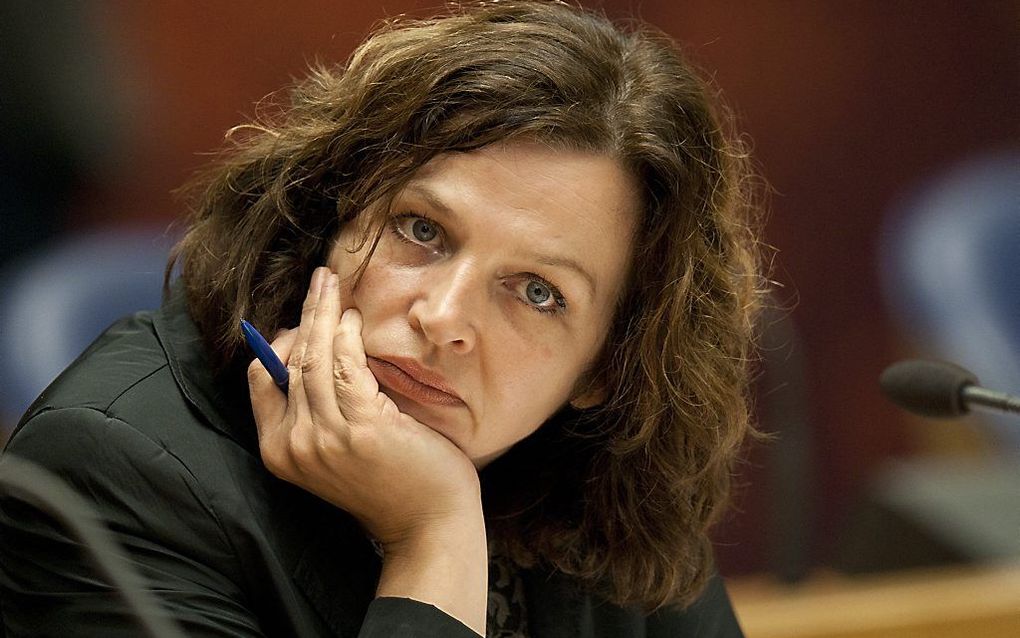 Minister Edith Schippers (Volksgezondheid) tijdens het zorgdebat. Foto ANP