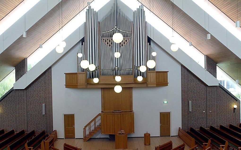 Het kerkgebouw van de gereformeerde gemeente in Nederland te Gouda. Foto Sjaak Verboom