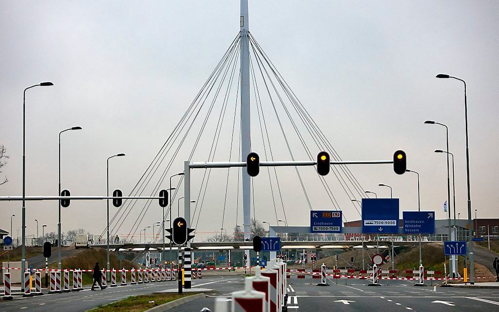 De trillende tuibrug tussen Eindhoven en Veldhoven.   Foto ANP