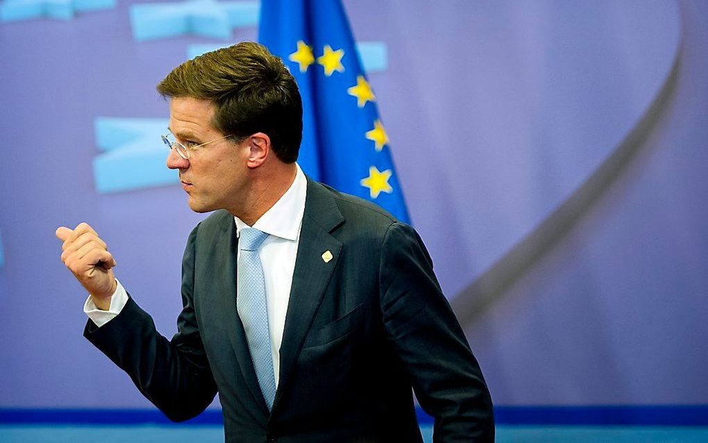 Premier Rutte arriveert in Brussel. Foto EPA