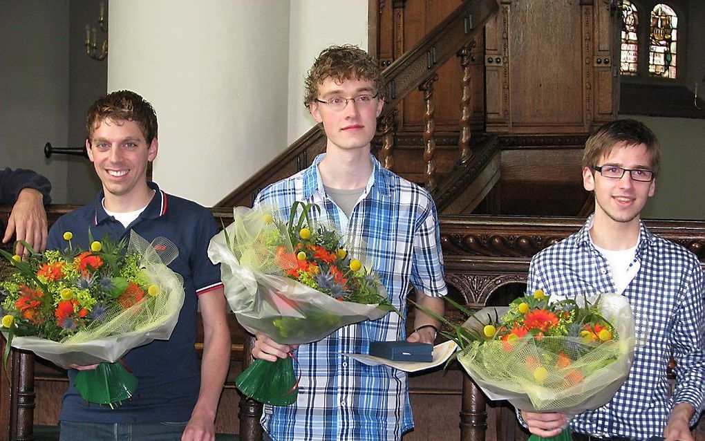 De prijswinnaars (v.l.n.r.): Matthijs Visscher, Gerwin Hoekstra en Arjan Veen. Foto Marianne van Dijk