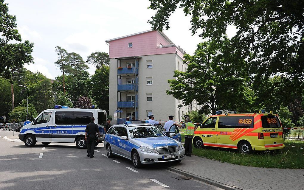 Het appartementencomplex in Karlsruhe.  Foto EPA