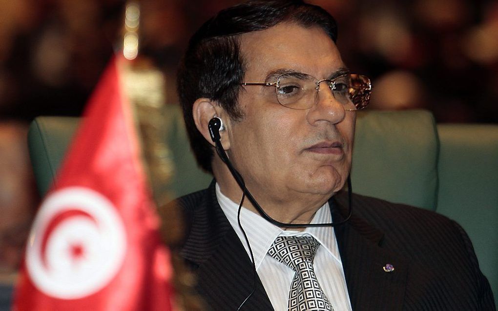 De verdreven president van Tunesië, Zine al-Abidine Ben Ali.  Foto EPA