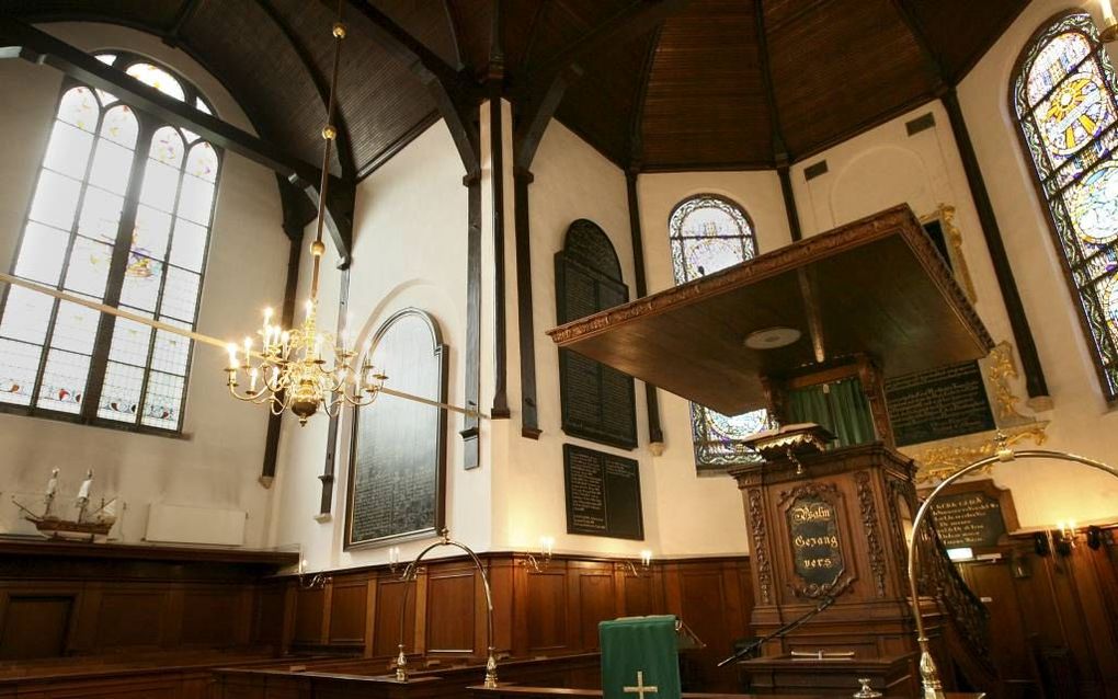 Interieur Oude of Pelgrimvaderskerk in Rotterdam-Delfshaven. Foto  RD, Anton Dommerholt