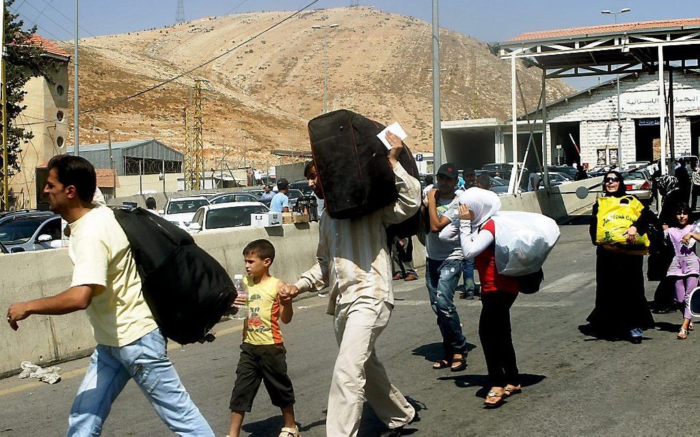 Syrische vluchtelingen bij de grens met Libanon. Foto EPA