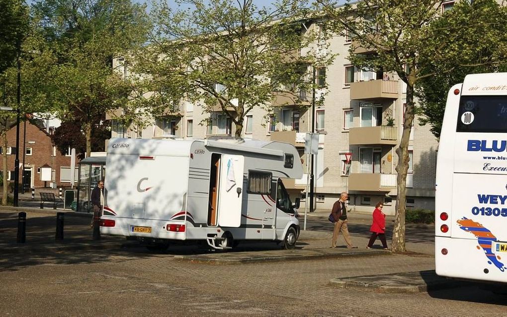 Kamperen op een camperparkeerplaats in Valkenburg. Foto RD