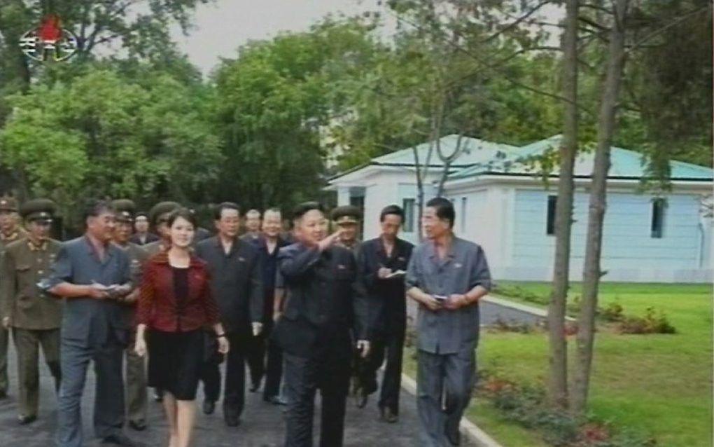 Kim Jong Un met zijn vrouw. Foto EPA