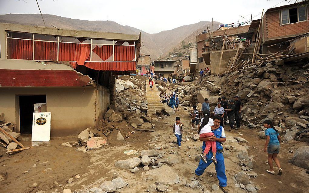 Een aardverschuiving in Peru, april 2012. Foto EPA