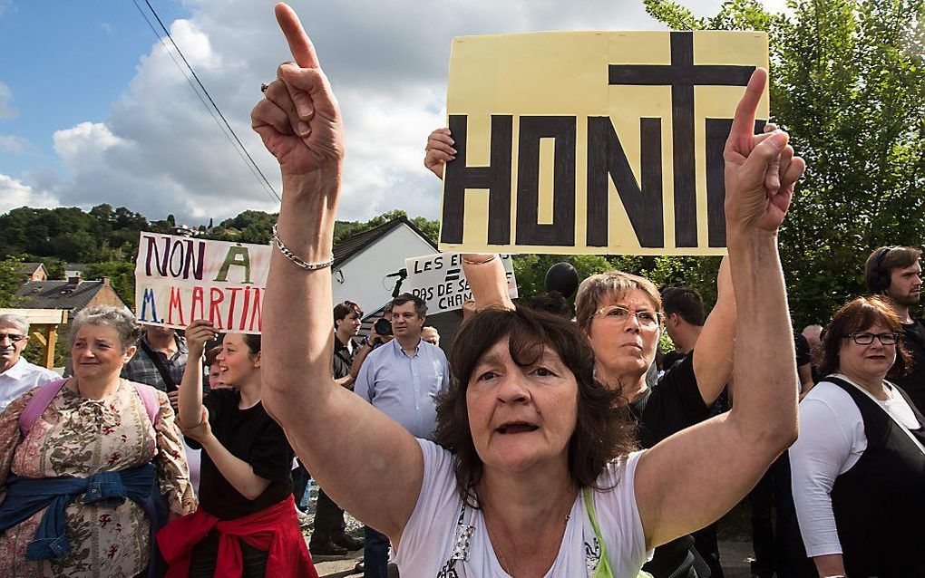 Protest tegen de vrijlating van Michelle Martin, vrijdag 3 augustus. Foto EPA