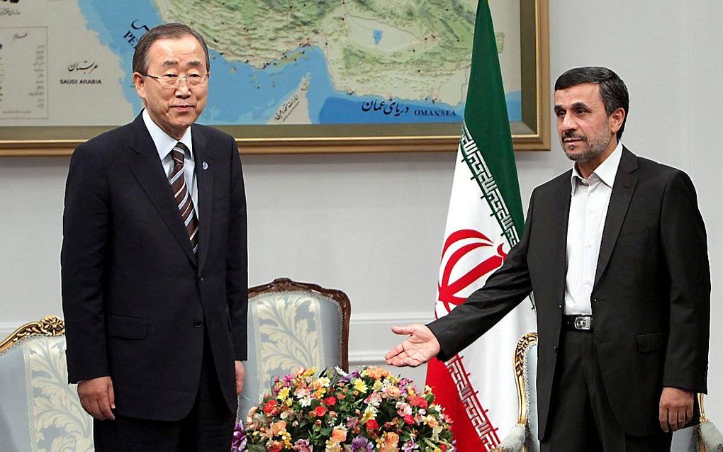 Ban Ki-Moon ontmoet woensdag Ahmadinejad in Teheran. Foto EPA