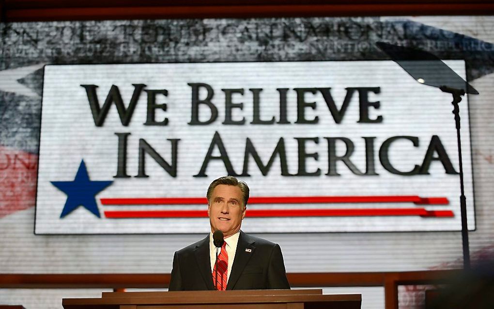 Mitt Romney op de Republikeinse Conventie. Foto EPA