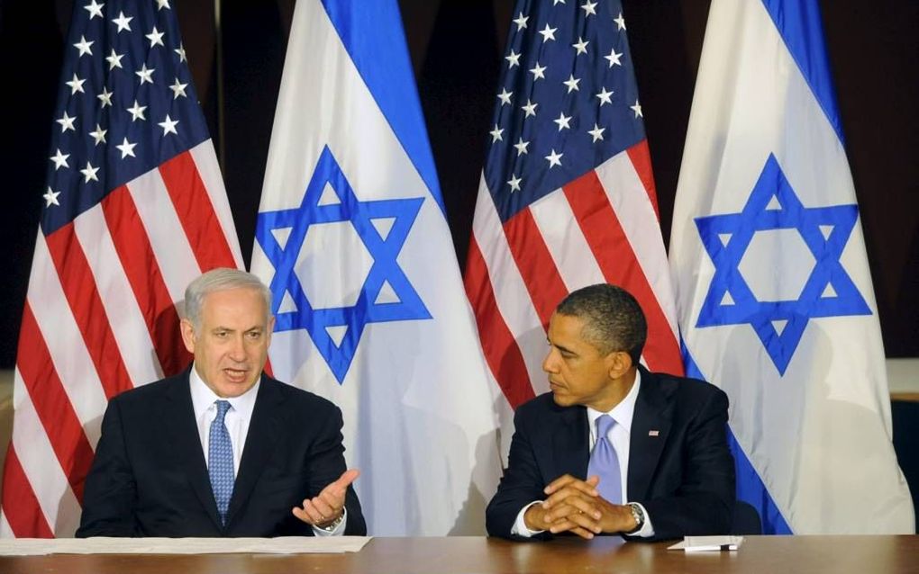 De Israëlische premier Netanyahu en de Amerikaanse president Obama tijdens een ontmoeting in New York. Foto EPA