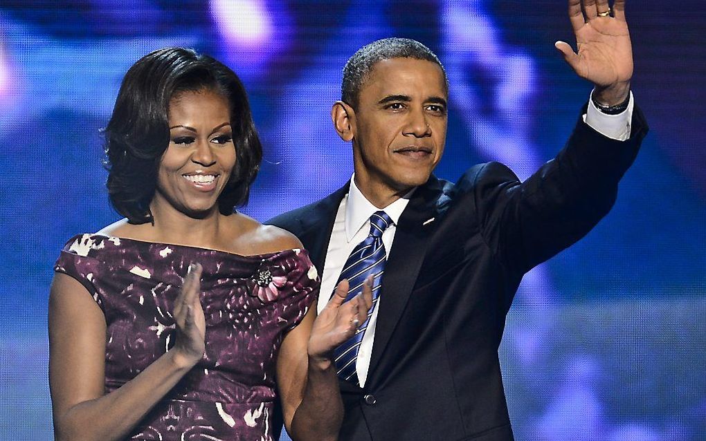 Barack Obama en zijn vrouw Michelle op de Democratische Conventie. Foto EPA