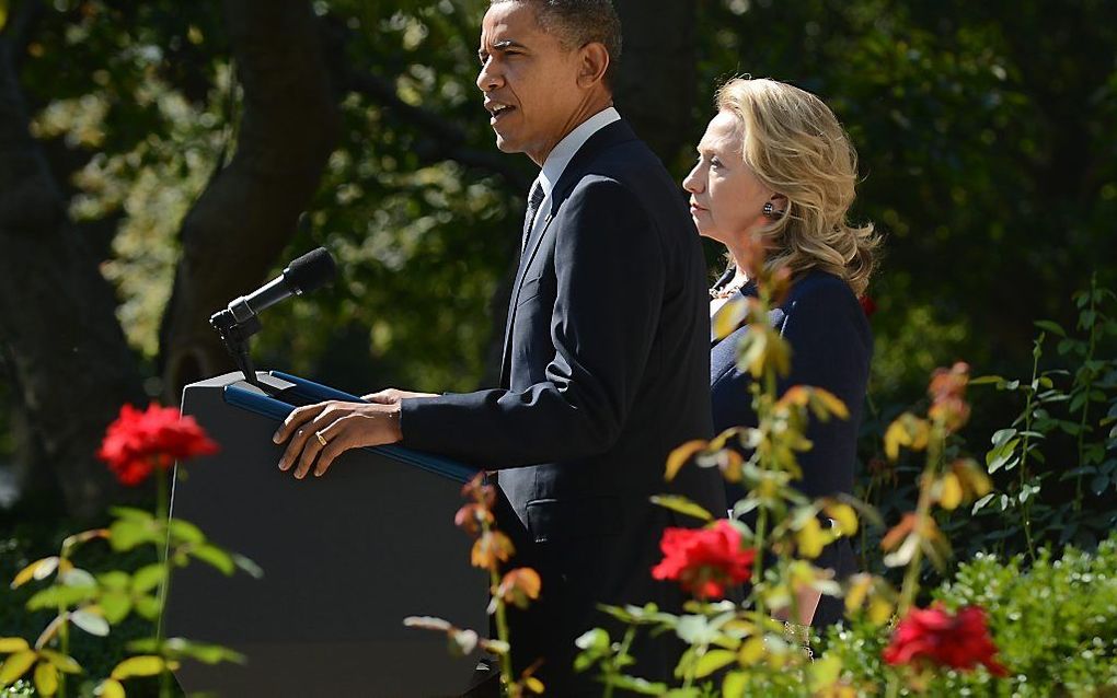 De Amerikaanse president Obama en de minister van Buitenlandse Zaken Clinton.  Foto EPA