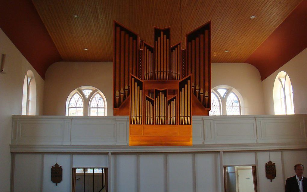 Montagefoto Jan Bambacht van het Flentrop-orgel in Voorburg