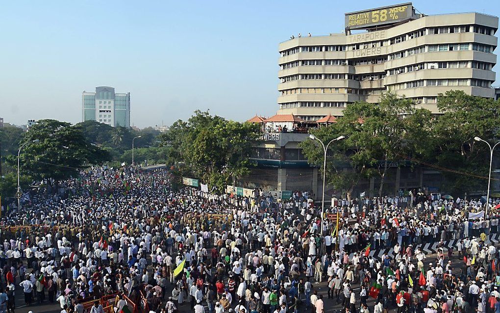 Protesten woensdagmiddag tegen de film 'Innocence of Muslims' in Chennai, India. Foto EPA