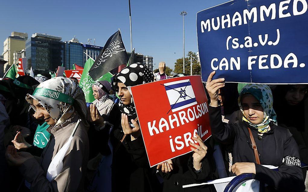 Protest in Turkije na cartoons van Mohammed. Foto EPA