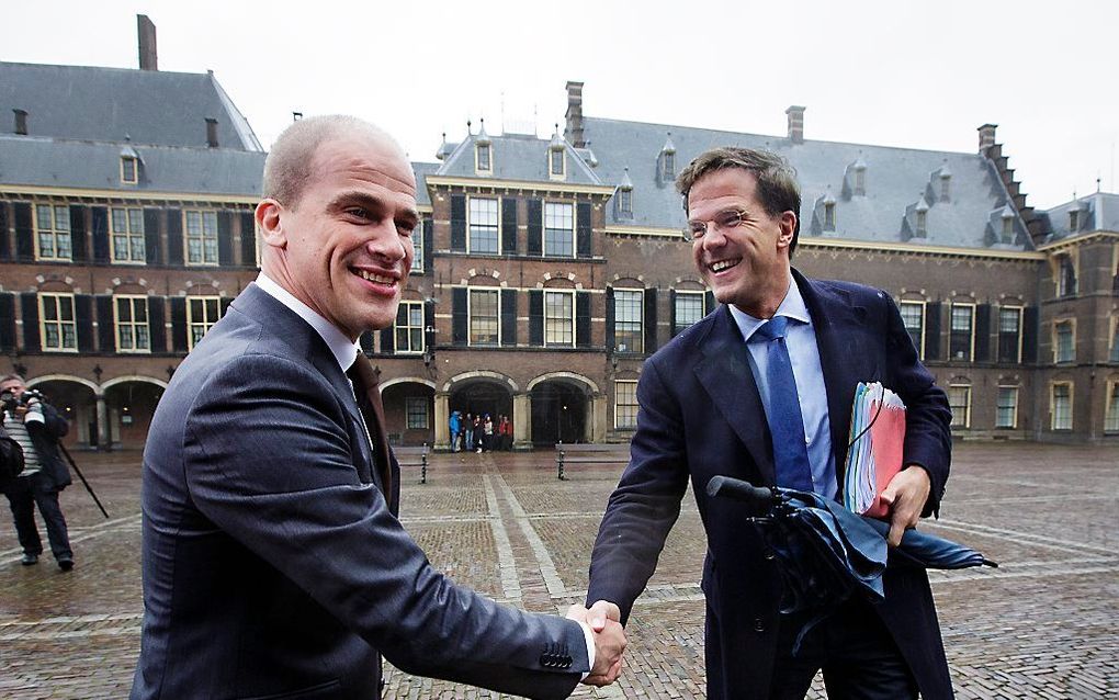 Samsom (PvdA) en VVD-leider Rutte. Foto ANP