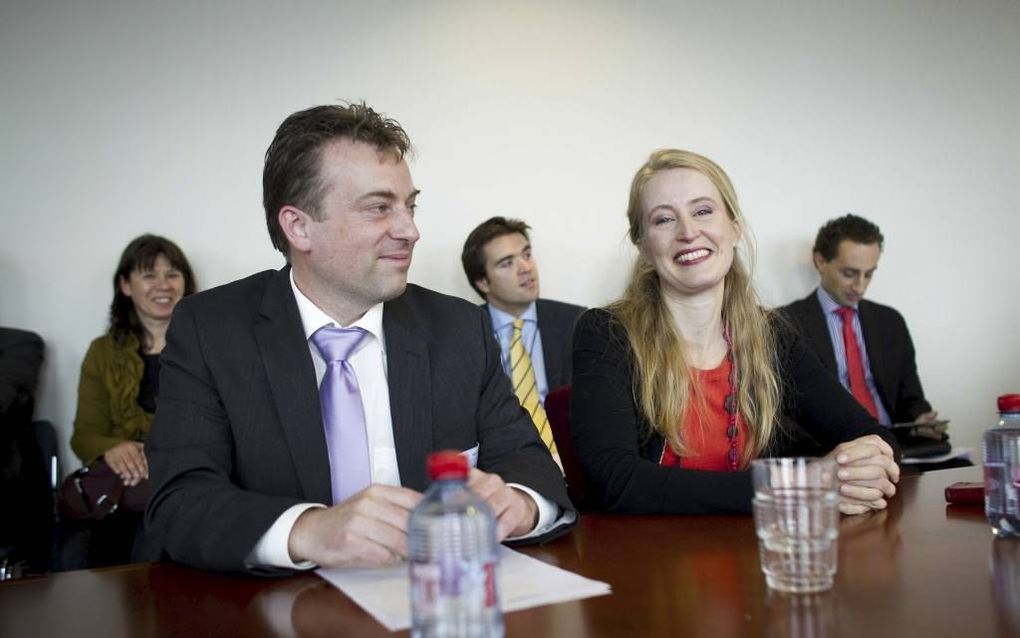 SP-Kamerlid Merkies en zijn zus maakten deel uit van een groep parlementariërs die maandag op bezoek waren in Brussel. Ook ChristenUnie-Kamerlid Segers was erbij. Foto ANP