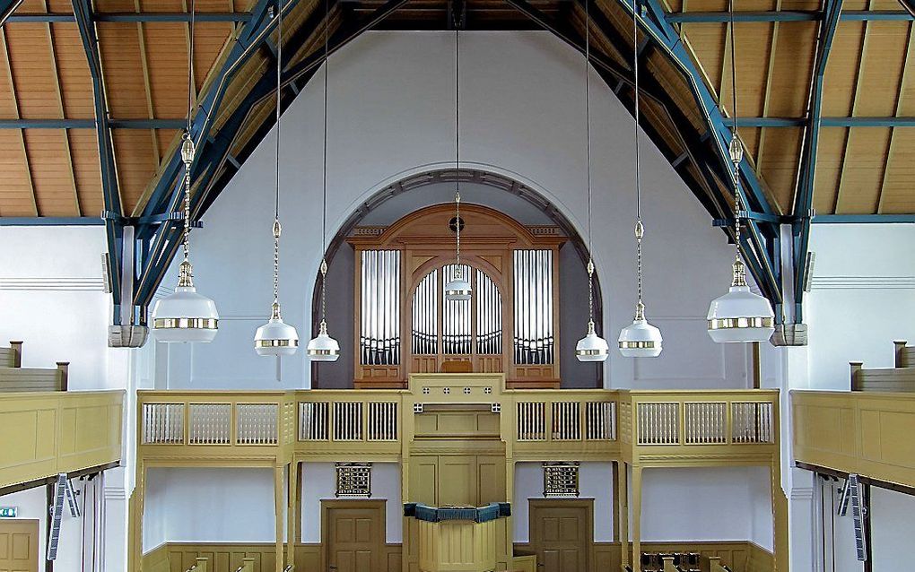 Het nieuwe Van den Heuvelorgel in de christelijke gereformeerde kerk van Dordrecht-Centrum. Foto Leo Maaskant