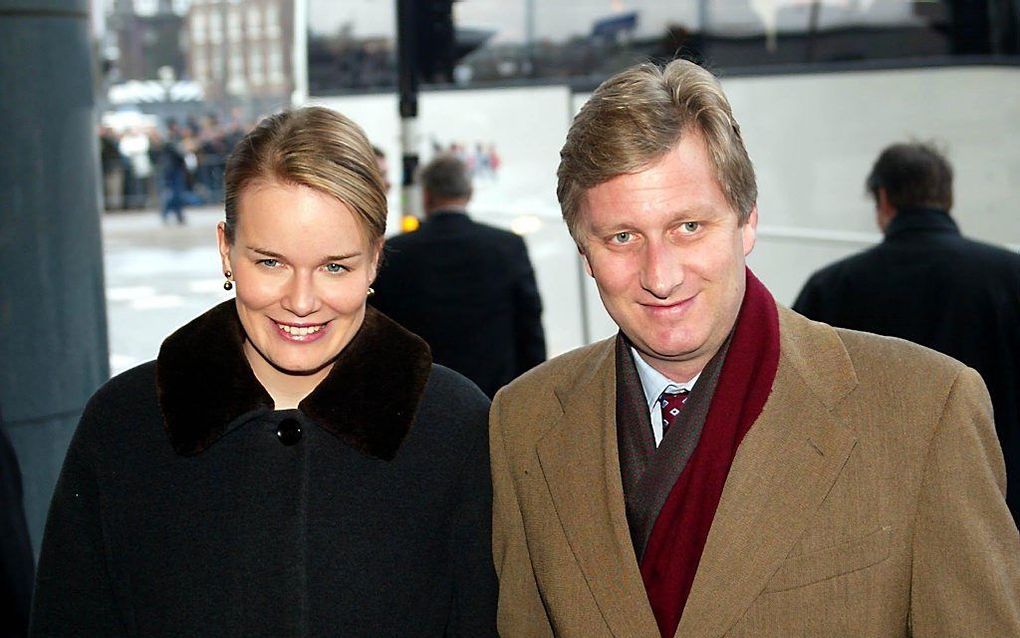 Prinses Mathilde, samen met haar man, kroonprins Filip. Foto ANP