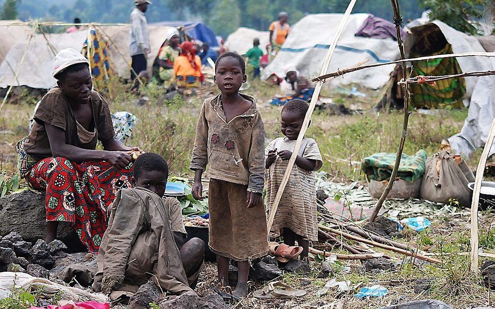 Een vluchtelingenkamp in Congo.  Rebellen hebben dit jaar ongeveer 5000 vrouwen verkracht in de oostelijke provincie Noord-Kivu van de Democratische Republiek Congo. Foto EPA