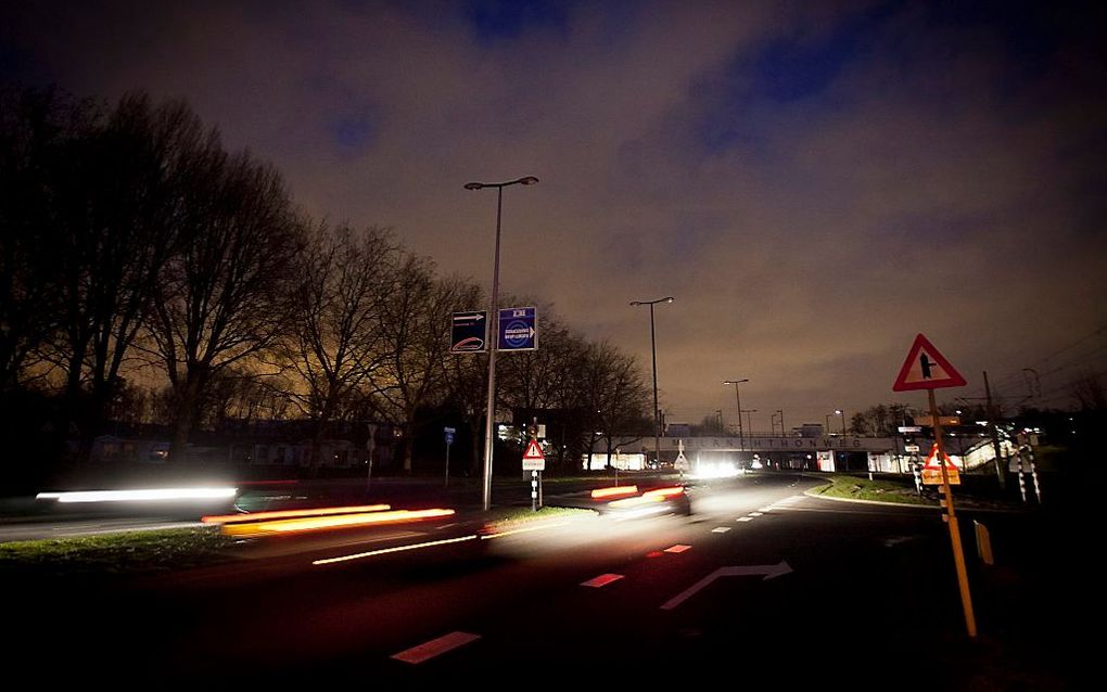 Donker in Rotterdam door uitval electriciteit.  Foto ANP