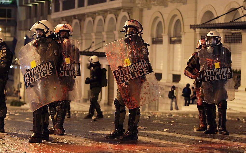 Protesten woensdag in Athene. Foto EPA